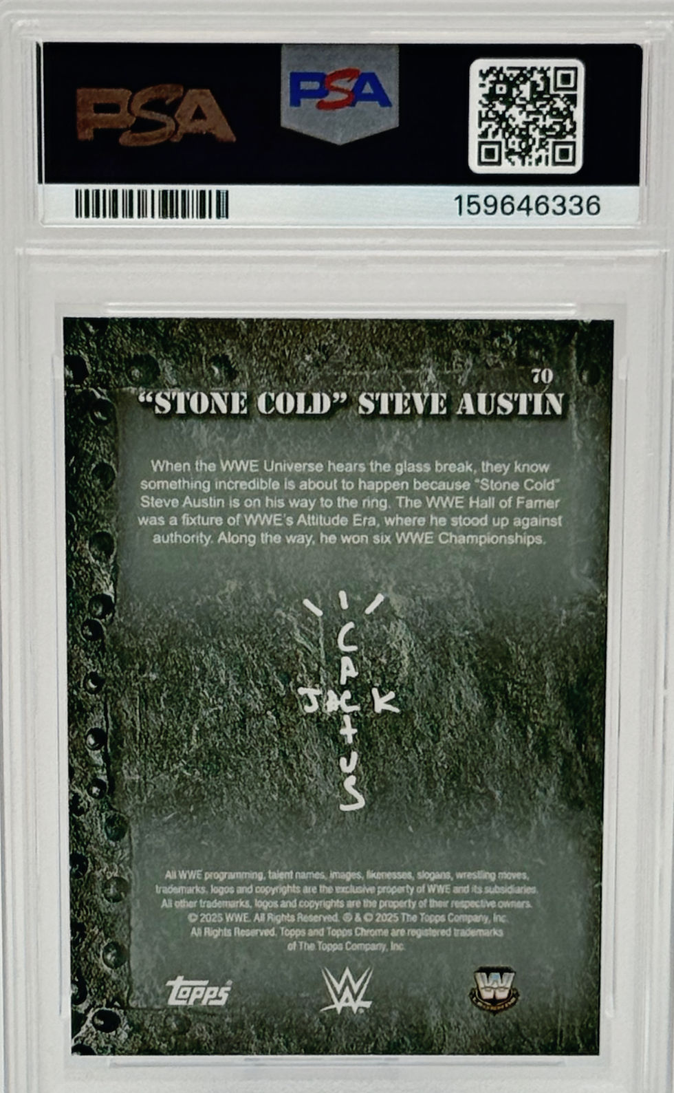 Steve Austin (2025) Topps X Cactus Jack #70 S#035/299 Speckle Refractor Back View
