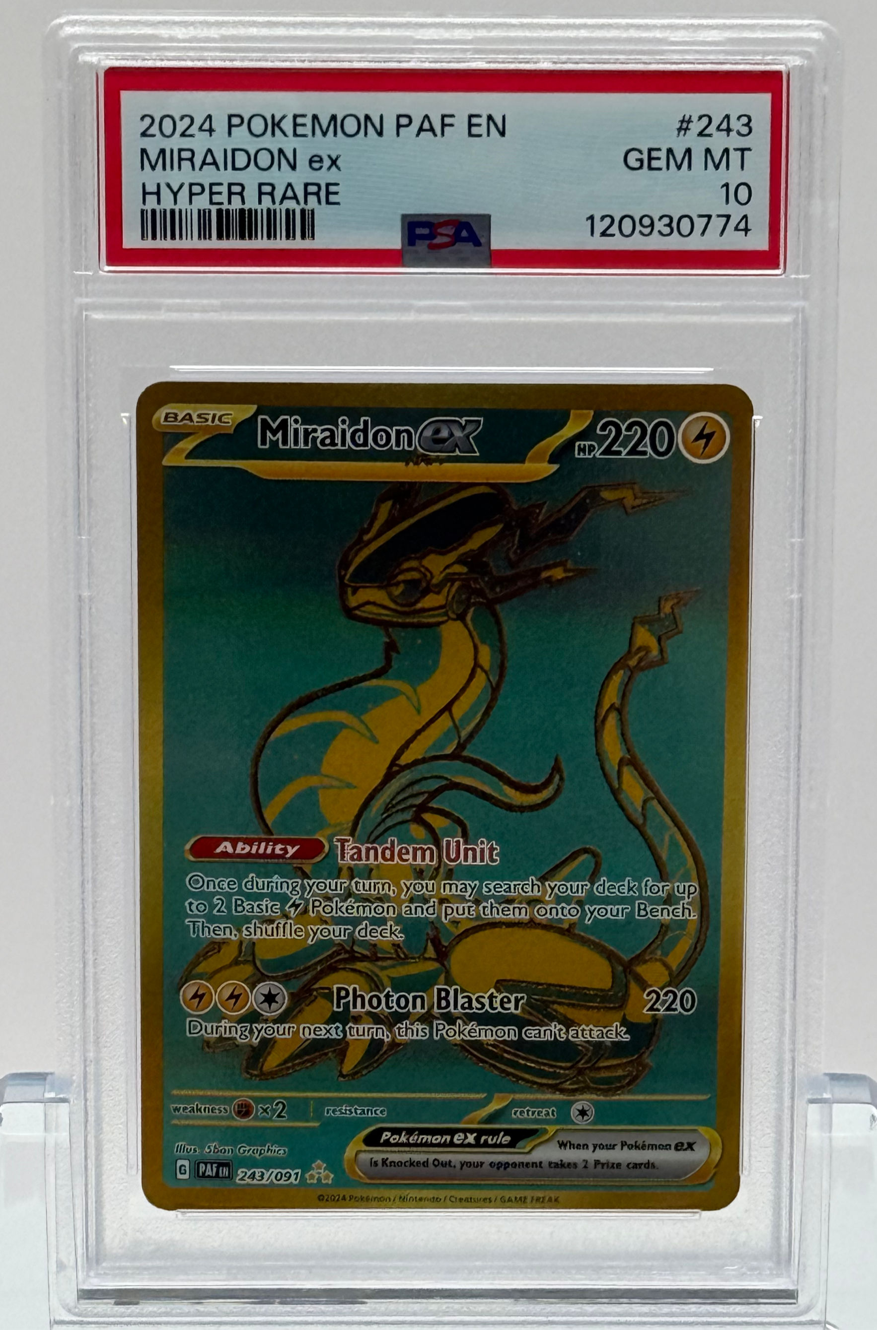 Miraidon ex - Pokémon (2024) Paldean Fates #243 - Secret Hyper Rare - Front View