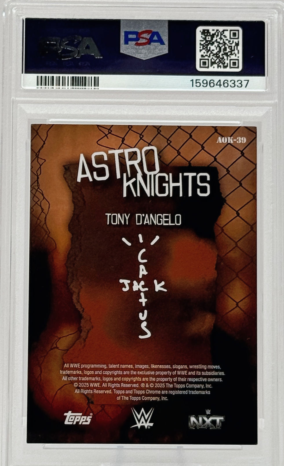 Tony D'Angelo (2025) Topps X Cactus Jack #39 S#19/25 Astro Knights Orange Refractor Back View