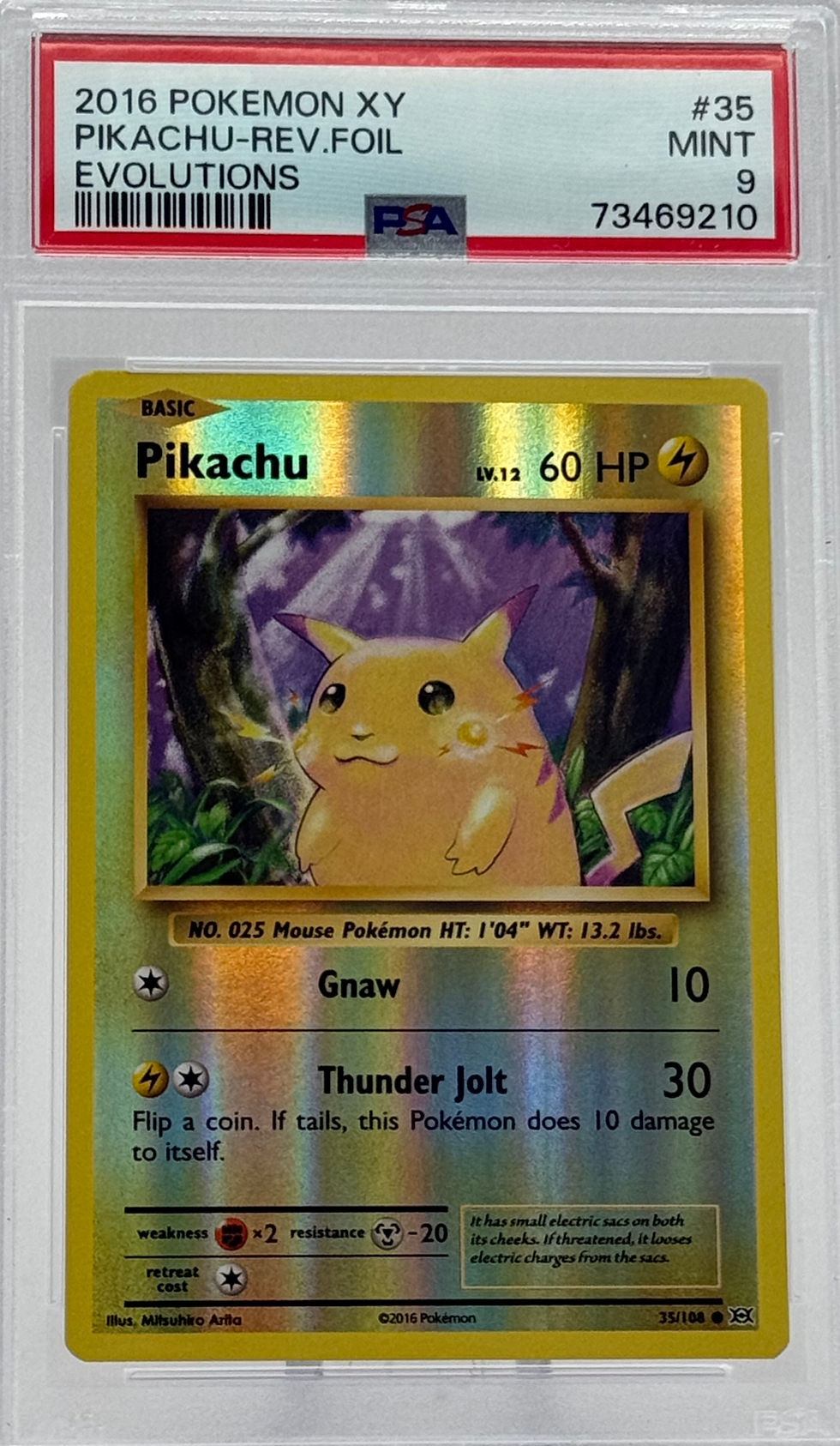 Pikachu (2016) Pokémon XY #035 Evolutions Reverse Holofoil Parallel Front View