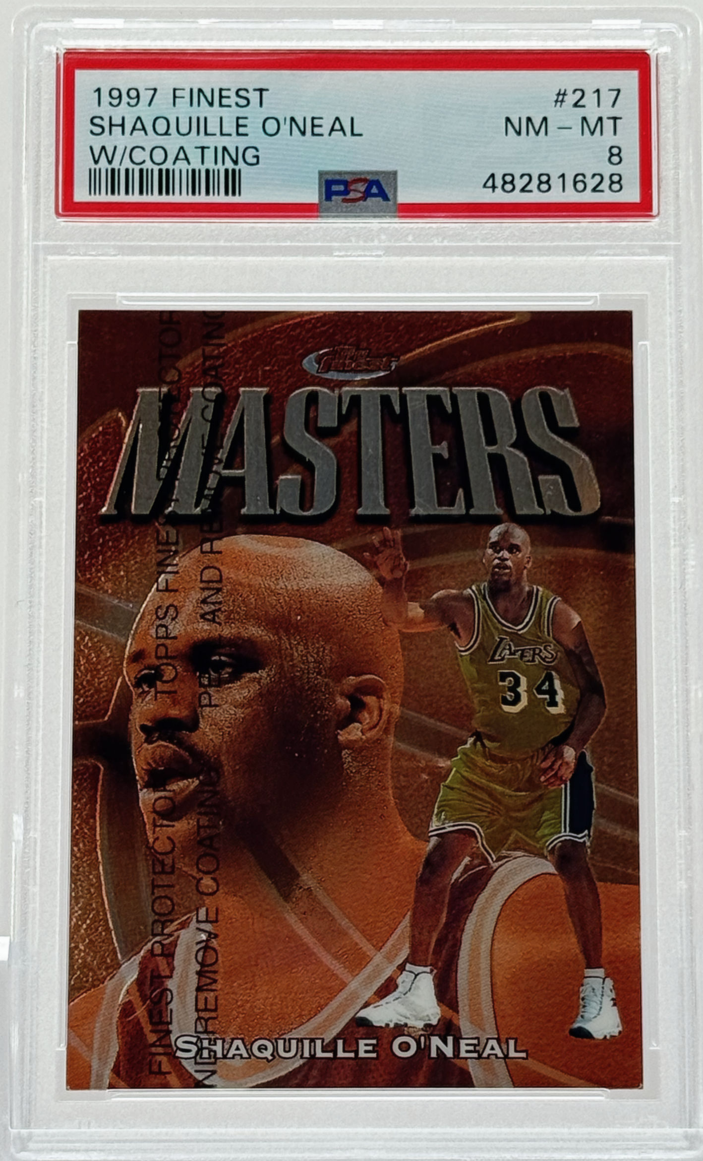 Shaquille O'Neal (1997) Topps Finest #217 with Coating - LA Lakers - Front View