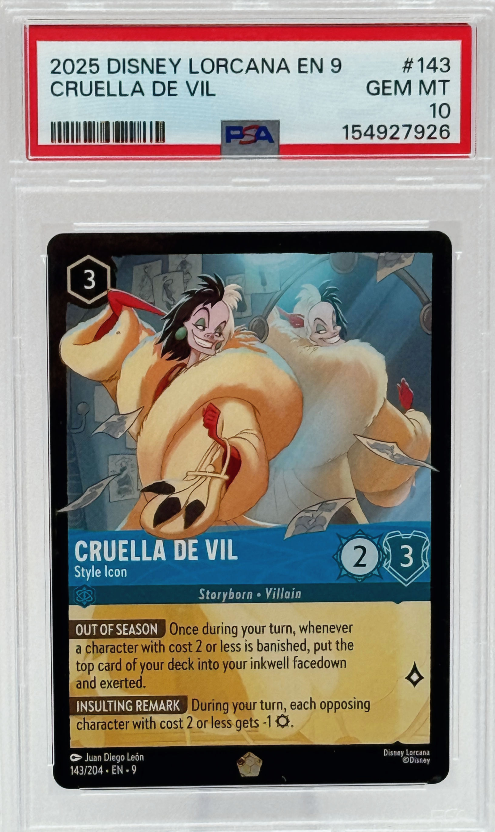 Cruella De Vil (2025) Disney Lorcana #143 Fabled Set | Legendary Front View