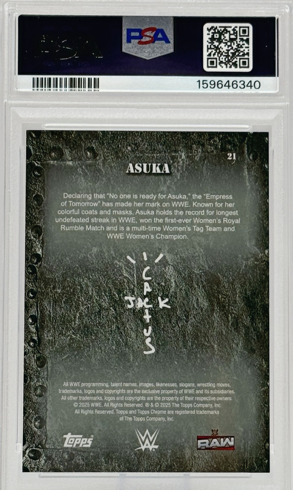 Asuka (2025) Topps X Cactus Jack #21 S#03/41 Cactus Jack Refractor Back View