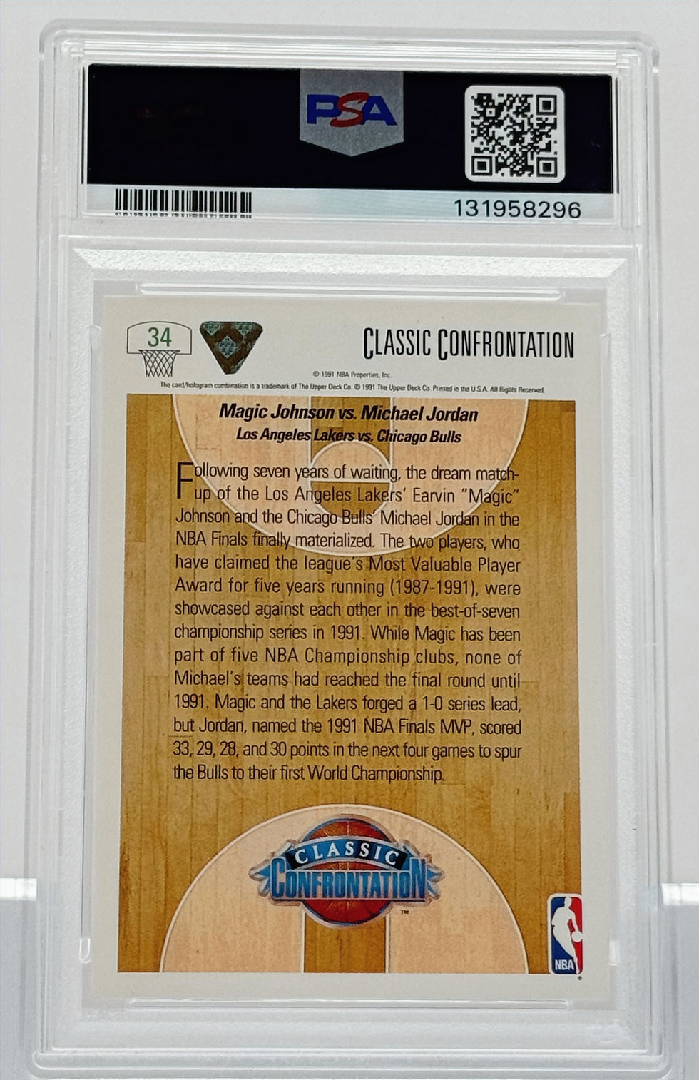 Magic vs Jordan (1991) Upper Deck #34 - Lakers vs Bulls - Back View