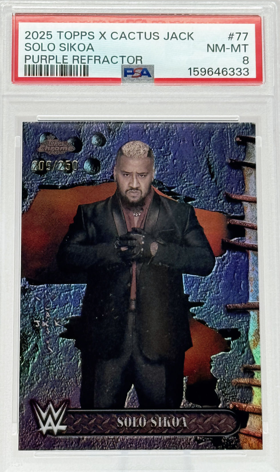 Solo Sikoa (2025) Topps X Cactus Jack #77 S#209/250 Purple Refractor Front View