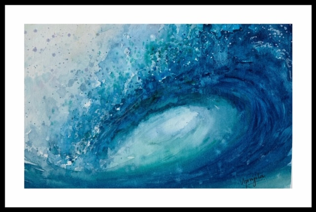 Create brilliant blues using water colors like Aprajita Lal wave from her water series