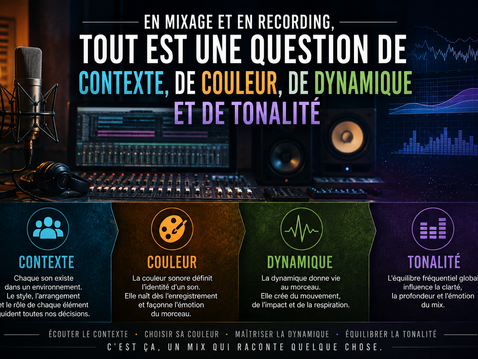 En mixage et en recording, tout est une question de contexte, de couleur, de dynamique et de tonalité