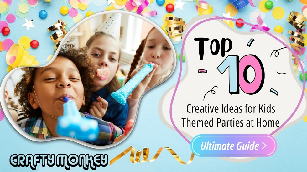 Colourful blog cover for Top Ten Creative Themed Kids Party Ideas