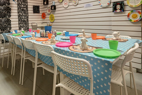 Party table set up at Crafty Monkey