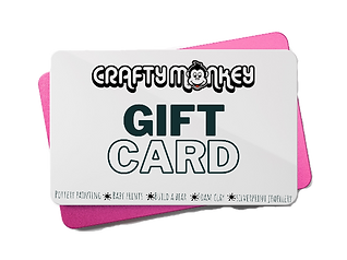 Gift Card branded for Crafty Monkey Pottery Painting Studio in St Neots