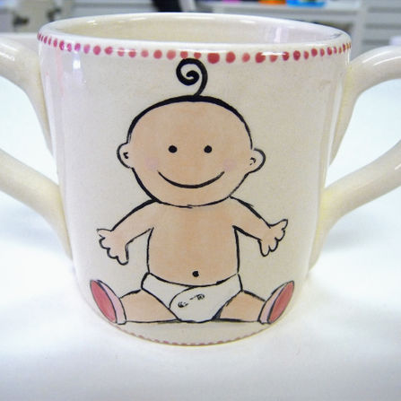 Commissioned handmade mug with baby