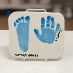 Rectangular Baby Imprints into Clay in blue colour