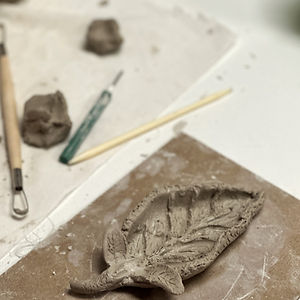A clay leaf dish made at Crafty Monkey