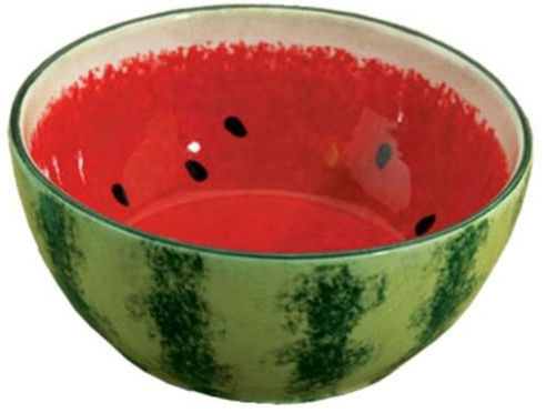 Pottery bowl painted to look like a watermelon