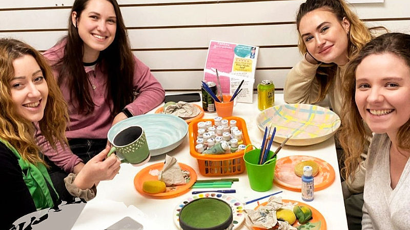 ladies night out pottery painting at crafty monkey