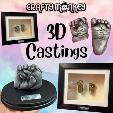 Framed 3D casts of baby hands and feet available at Crafty Monkey