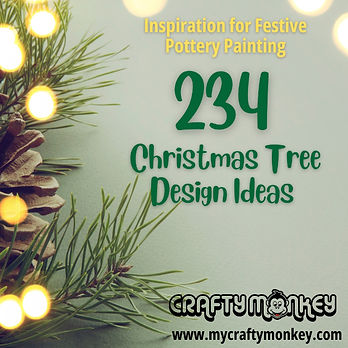 Part of a Christmas tree and text '234 Christmas Tree Designs'