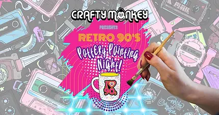 Advert for a Back to the 90's Sip n Paint night