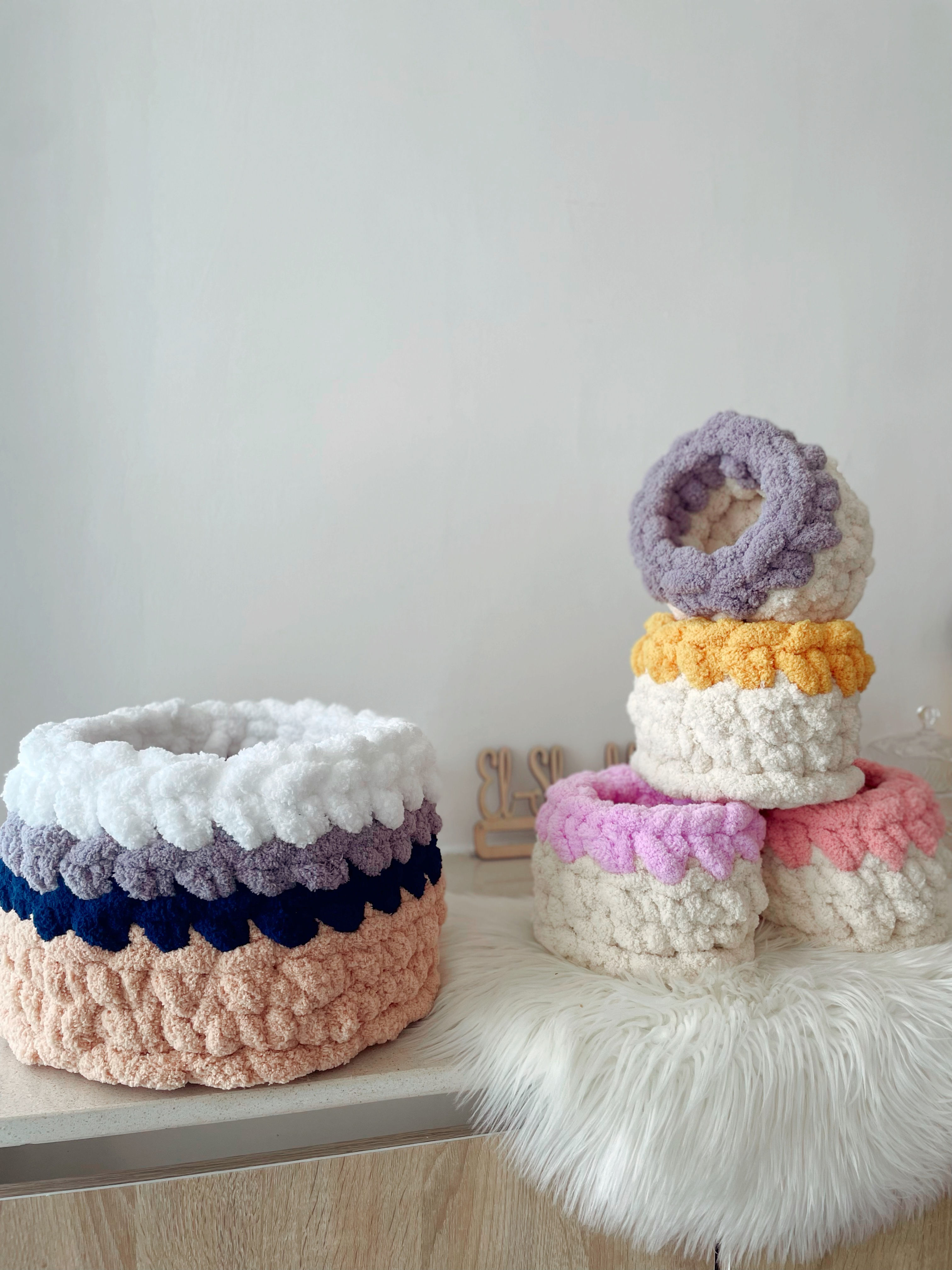 Baskets with chenille