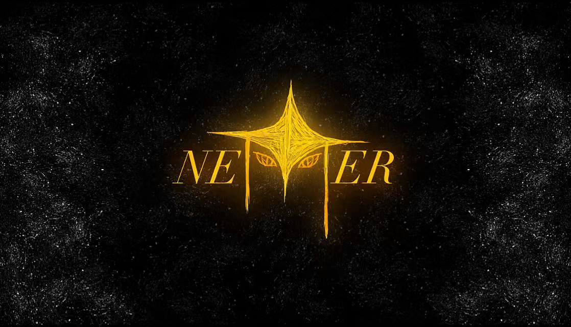 NETTER logo animated with a digital glitch effect
