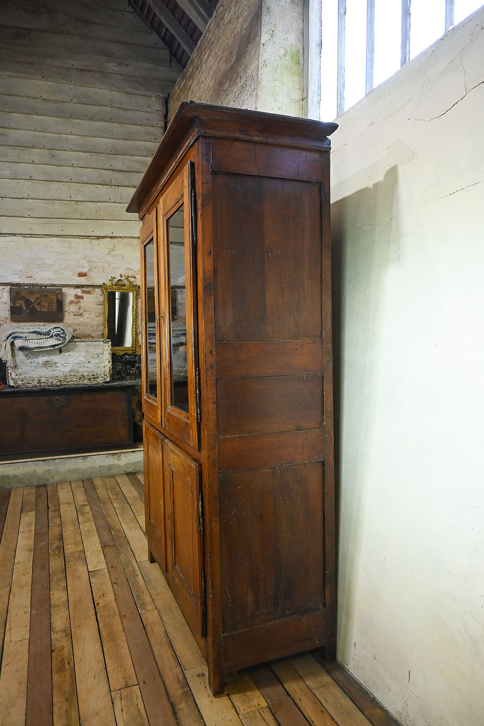 Thumbnail: A Charming Mid 19th Century French Cherrywood Glazed Cabinet Bookcase