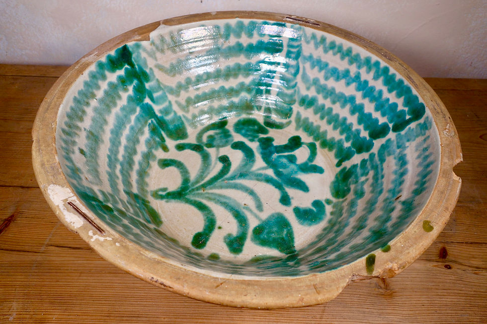 Thumbnail: Large 19th Century Spanish Dairy Bowl Granada Lebrillo