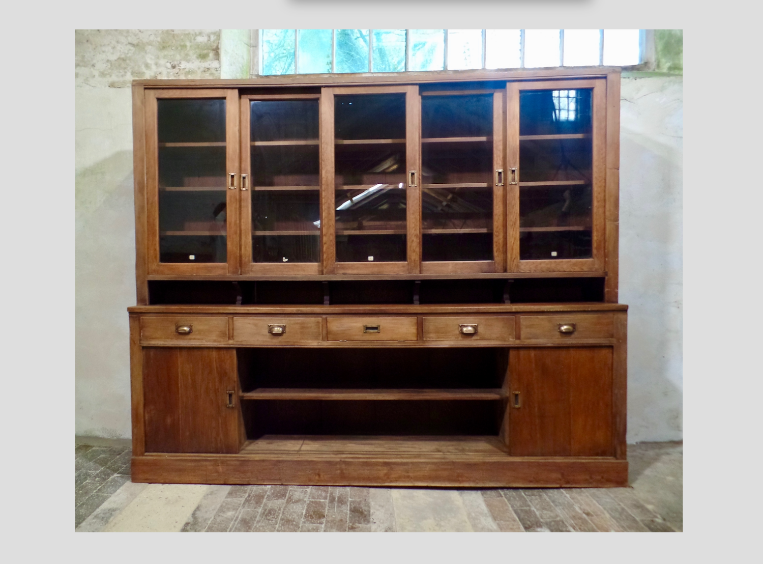 Antique Haberdashery Cabinet Glazed Sliding Doors
