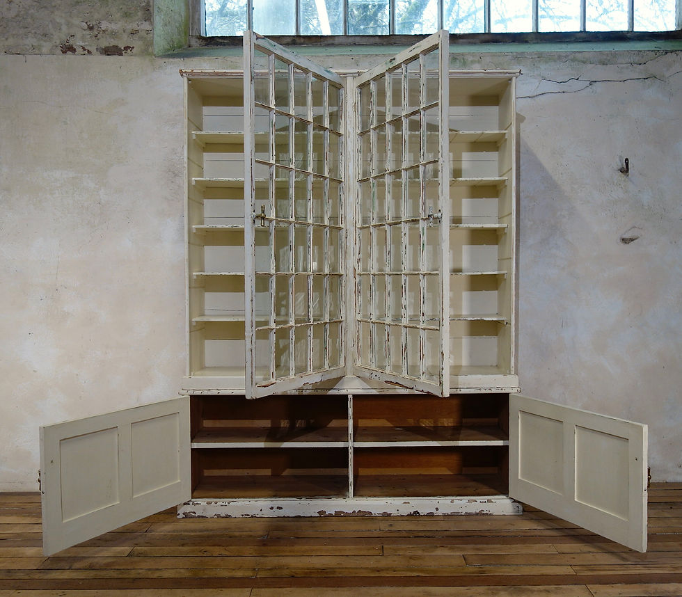 Thumbnail: A Large 19th Century Painted Glazed Bookcase Cabinet
