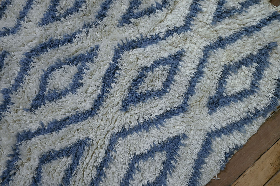 Thumbnail: A Large Decorative Mid 20th Century Blue and White Moroccan Berber Rug - Carpet
