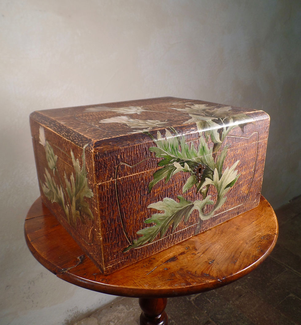 Hand Painted Scottish Thistles Adzed Table box