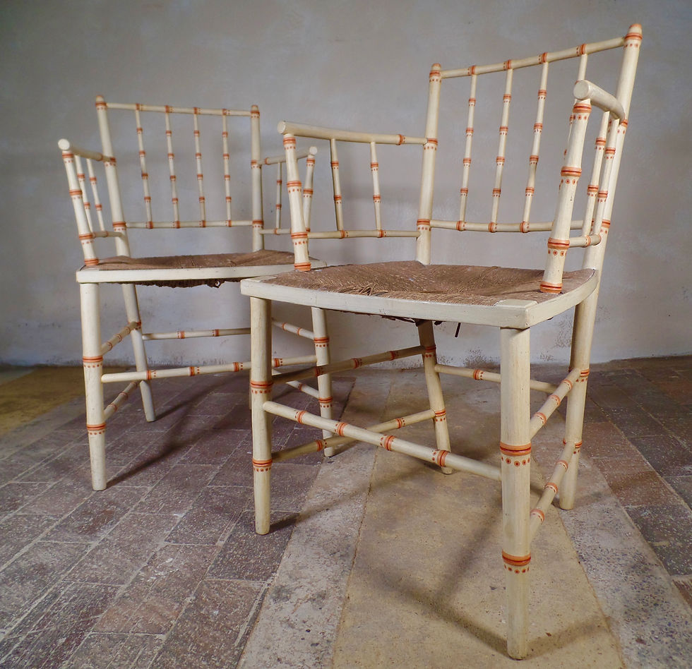 A Pair of Regency Faux Bamboo Armchairs