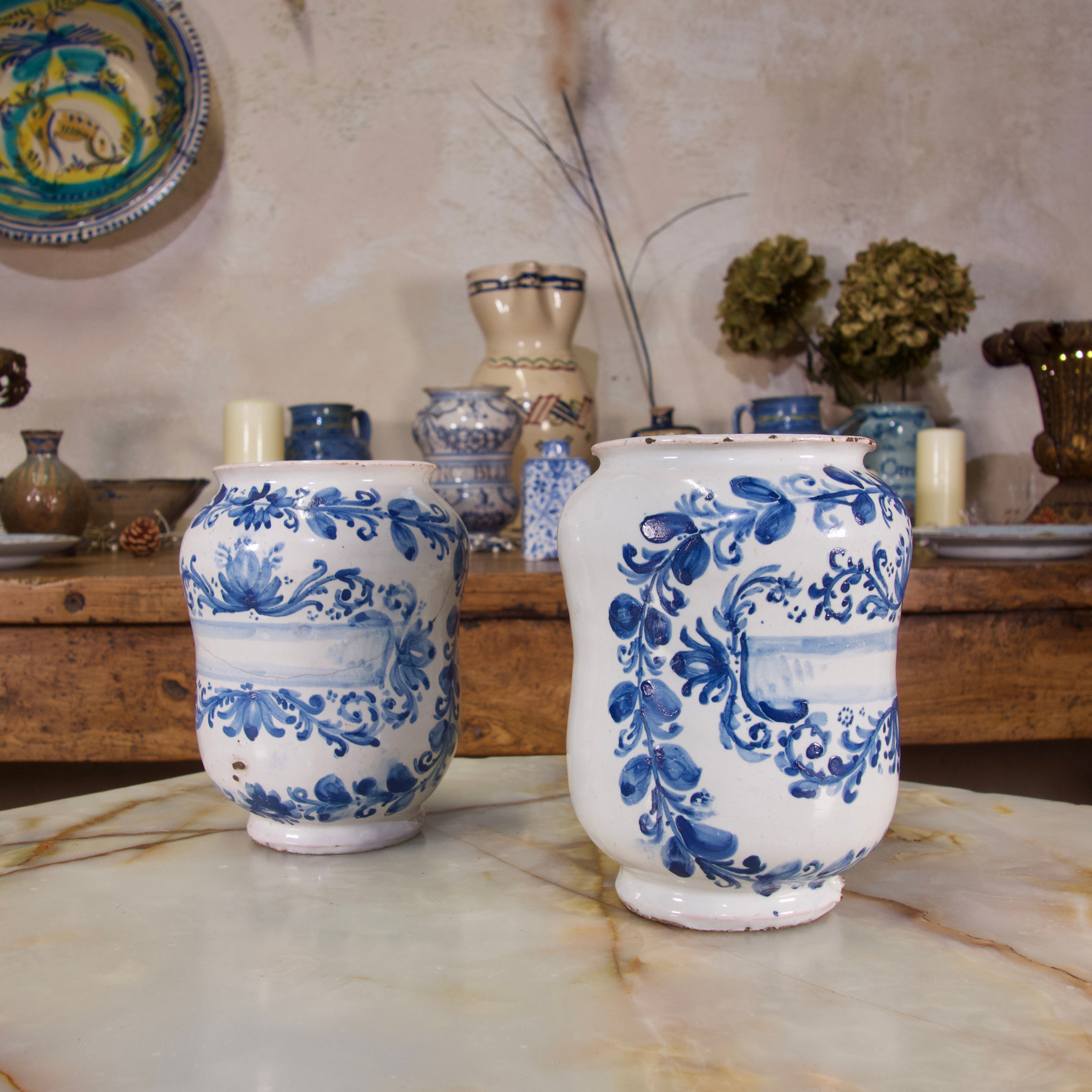 A Pair Of 18th Century Italian Maiolica Albarelli