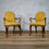 Thumbnail: A Pair Of Yellow Upholstered George I Style Shepherd Crook Armchairs