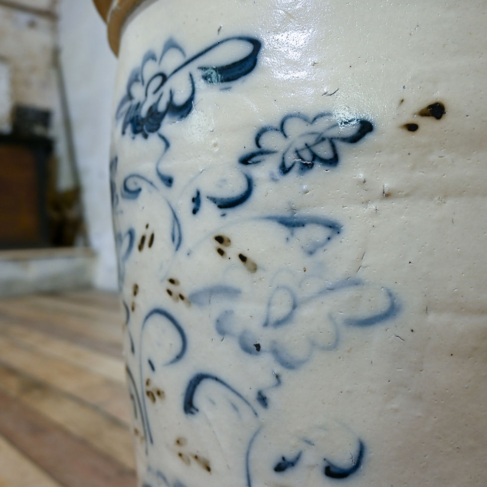 Thumbnail: A Large Blue & White Cizhou Wear Ming Dynasty Ovoid Ceramic Planter - Vessel
