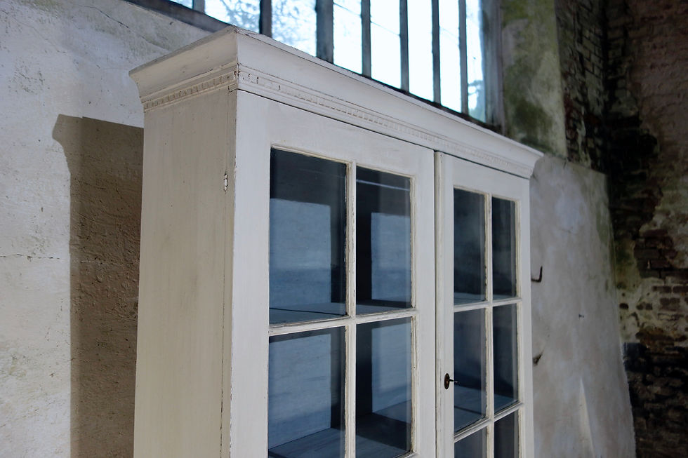 Thumbnail: An 18th Century Painted Gustavian Bureaux Glazed Bookcase
