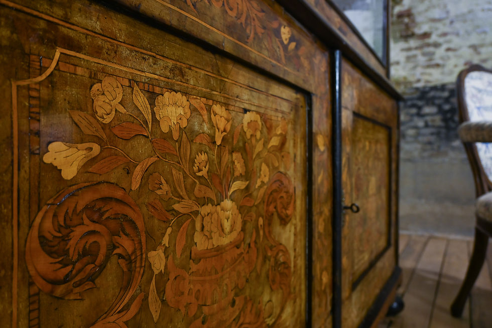 Thumbnail: An Impressive Late 18th Century Dutch Marquetry Inlaid Vitrine Cabinet