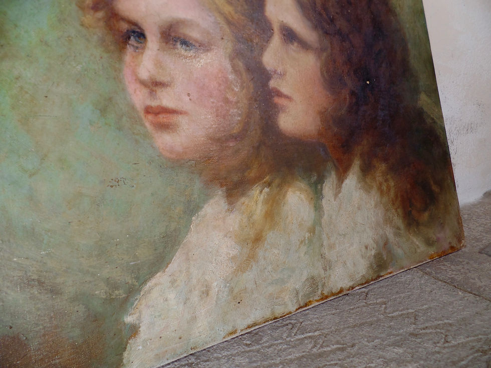 Thumbnail: English School Oil Painting Of Two Girls