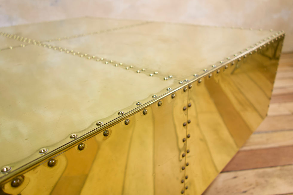 Thumbnail: A Striking Square 1970s Tiered Sarreid Brass Coffee Table - Spain