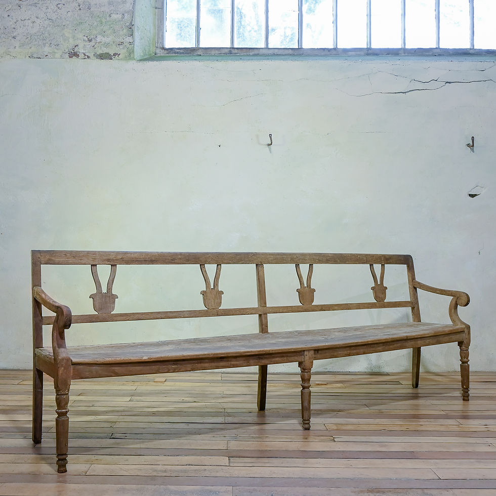 Thumbnail: A Long 19th Century Rustic Elm and Oak French Hall Bench