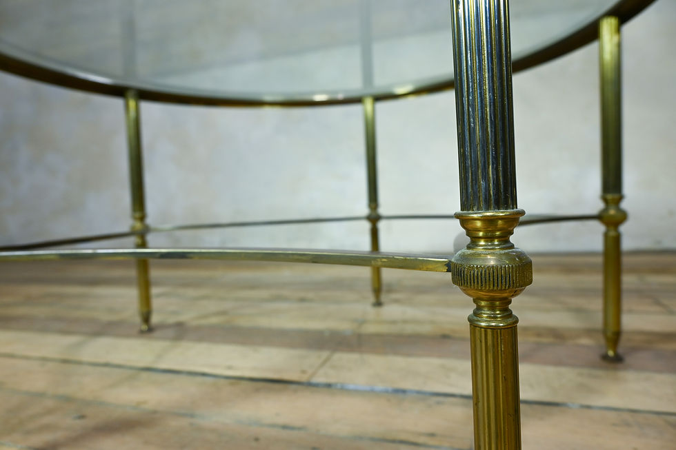 Thumbnail: A Circular Brass Low Coffee  Table - La Barge