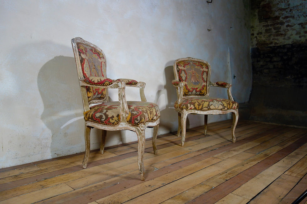 A Pair Of Fauteuil French Painted Armchairs
