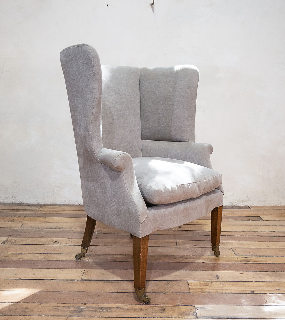 Thumbnail: A Superb George III Barrel Back Upholstered Armchair - Grey Linen