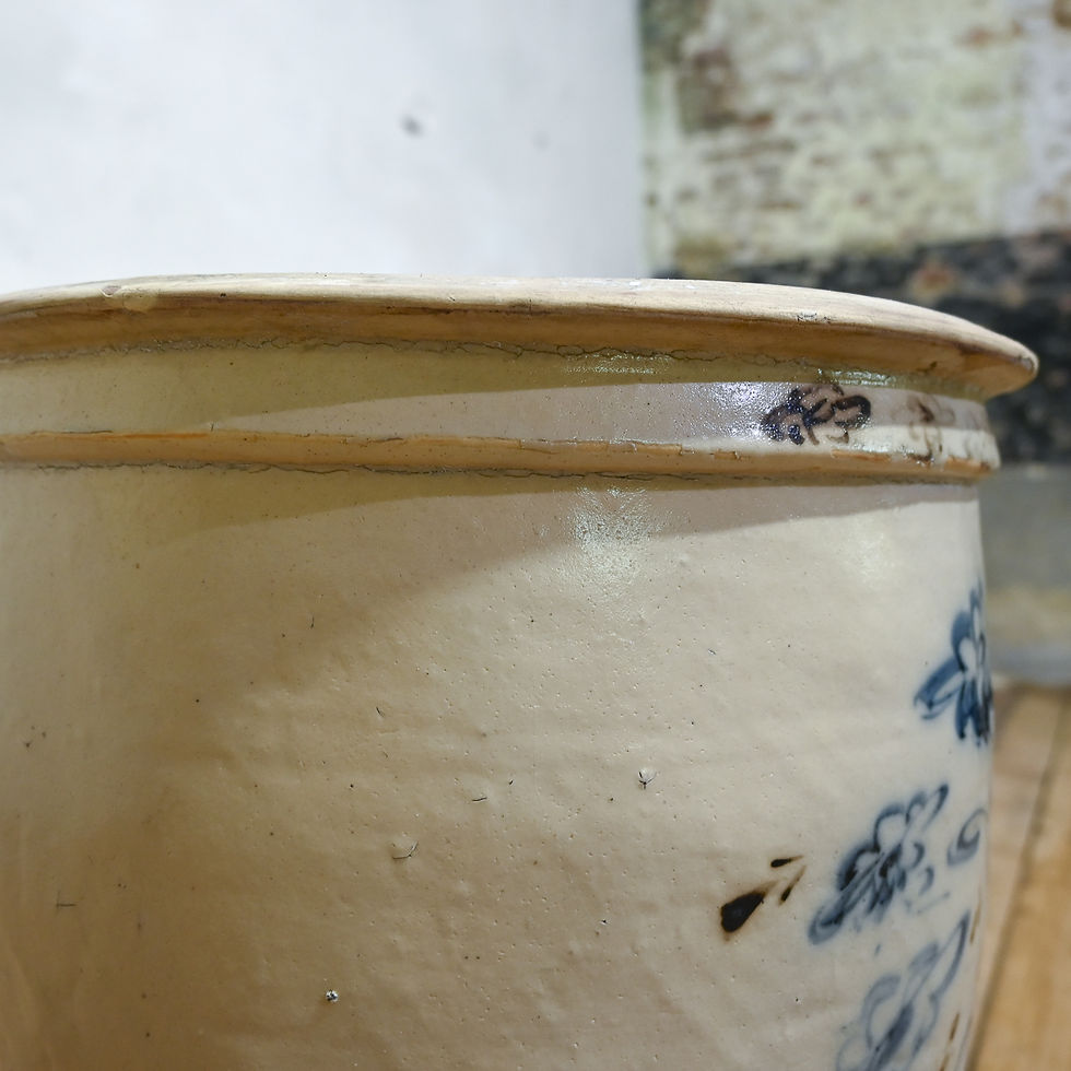 Thumbnail: A Large Blue & White Cizhou Wear Ming Dynasty Ovoid Ceramic Planter - Vessel