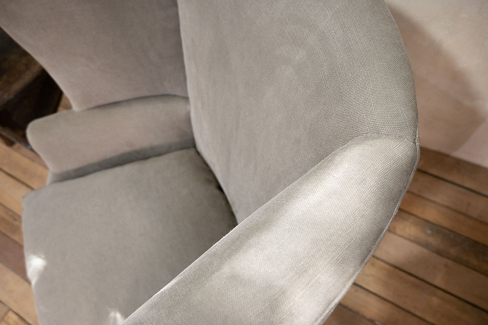 Thumbnail: A Superb George III Barrel Back Upholstered Armchair - Grey Linen