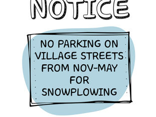 No Parking on Village Streets - November - May