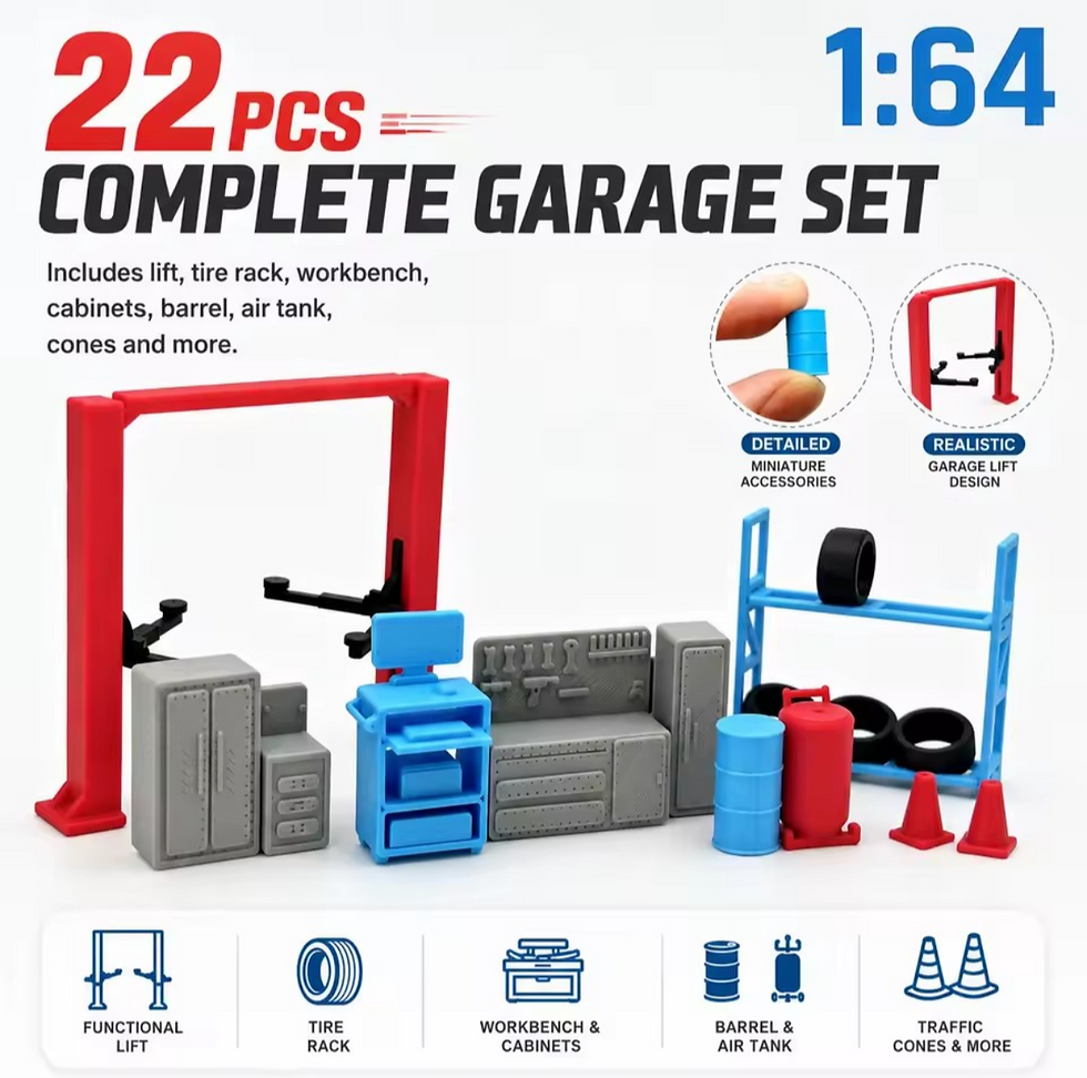 Miniatura: MINI GARAGEM 1:64 - OFICINA DE REPAROS - 22 PÇS