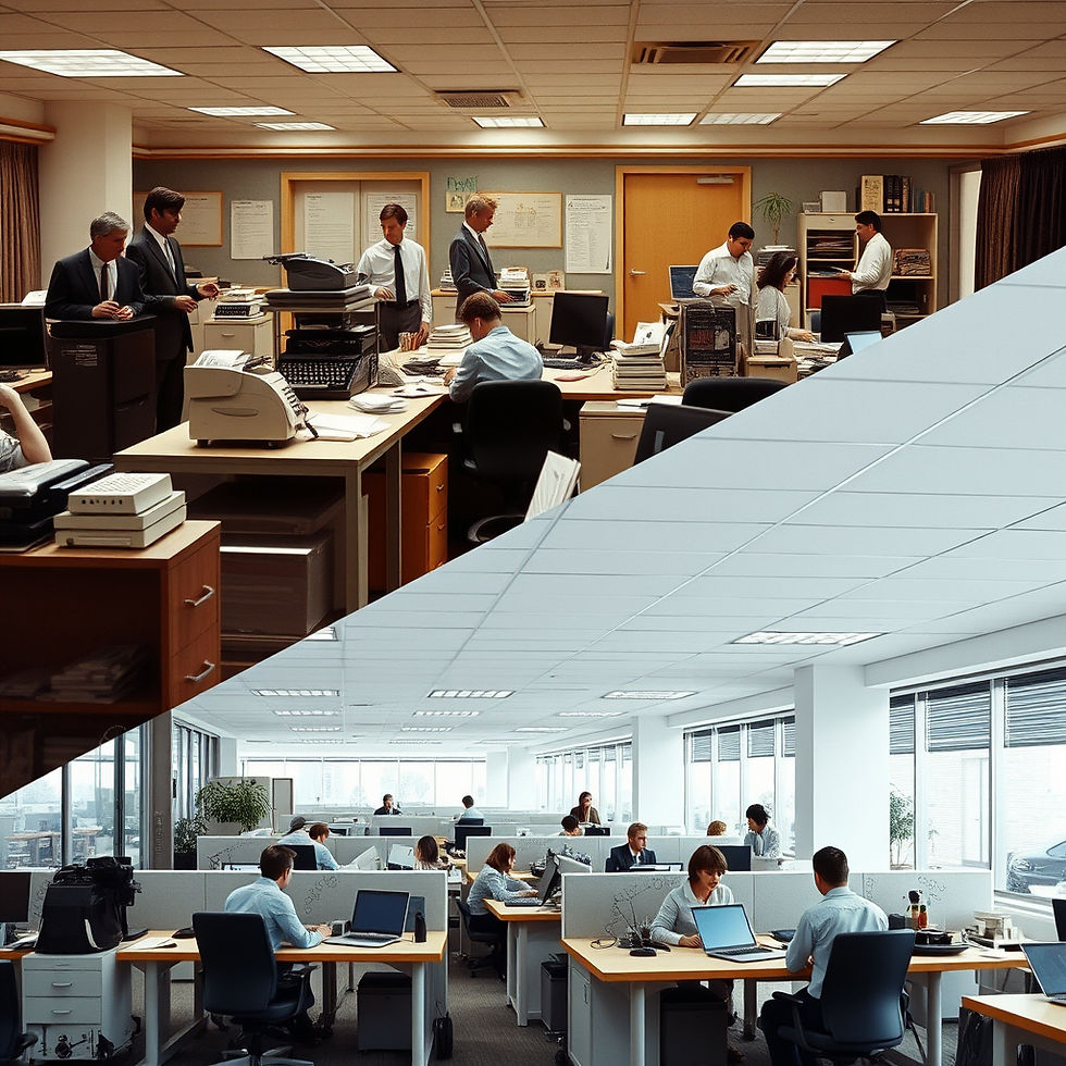 Changes in office work from the late 20th Century compared to now