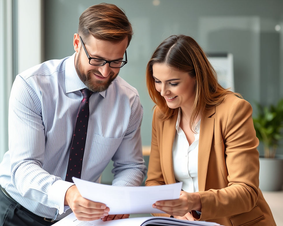 Business people working on a plan together