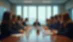 Wide angle view of an organisational change meeting