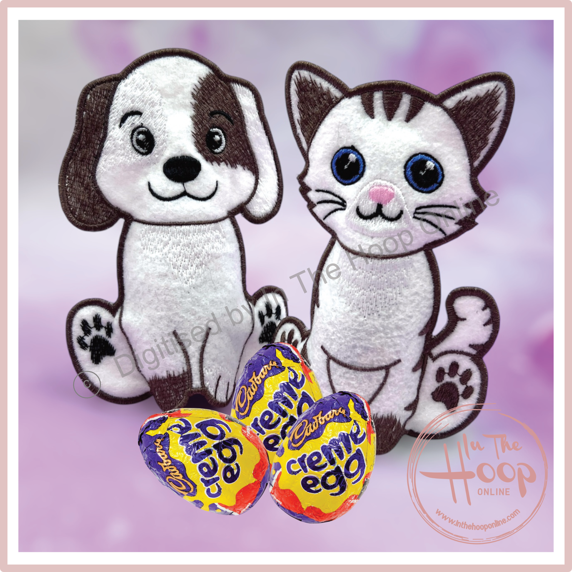 In The Hoop Cat and Dog Easter Egg Holder - Set of 2